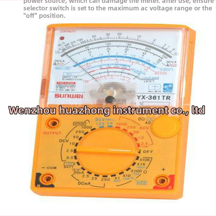 YX-361 аналогов мултиметър с измерване на честота, преносим и компактен за студенти; DC диапазон на ток: 0–50 µA, 2,5 mA, 25 mA, 0,25 A
