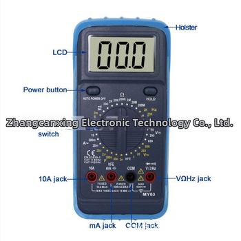 MY63 Мултиметър с голям екран, цифров дисплей, функции за честота и измерване на капацитет