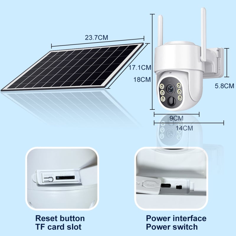 Solarna kamera s Wi-Fi, vanjska upotreba, -5 do 55°C, 0.02 lux