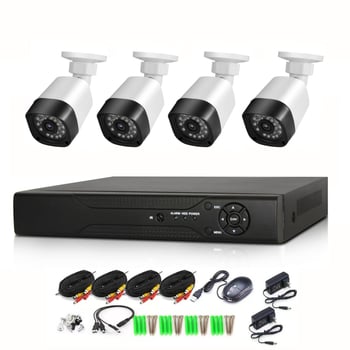 Kit camere CCTV pentru supraveghere, 4- sau 8-canal, infraroșu, lentilă 3.6 mm, alimentare 12 V, interior/exterior