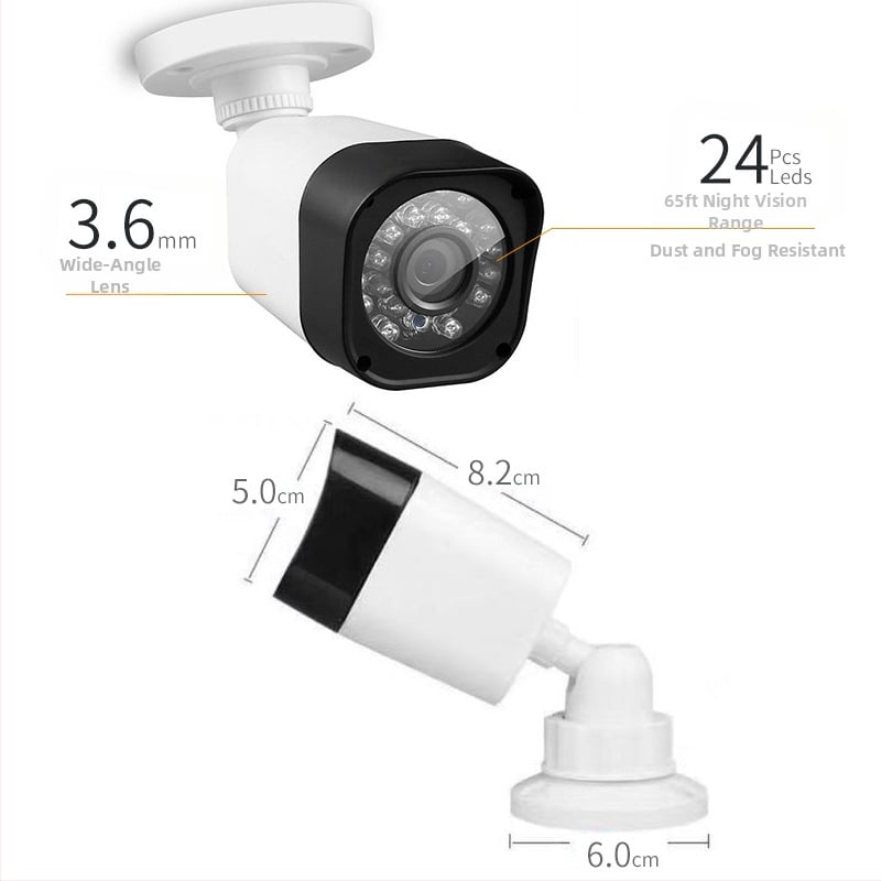 Kit camere CCTV pentru supraveghere, 4- sau 8-canal, infraroșu, lentilă 3.6 mm, alimentare 12 V, interior/exterior