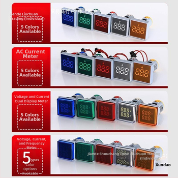 LED дигитален дисплей за напрежение и ток, индикация за честота Hz, кръгла сигнална лампа, модел AD16-22VMS