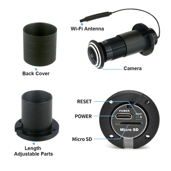 3MP otthoni Cat-Eye fisheye kamera 1.66 mm-es objektívvel, WiFi, éjszakai látás, IR 10 m, 1920x1080 felbontás, -20°C-tól 65°C-ig, 12V