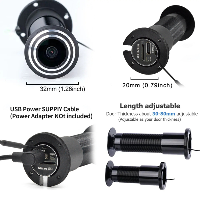 3MP otthoni Cat-Eye fisheye kamera 1.66 mm-es objektívvel, WiFi, éjszakai látás, IR 10 m, 1920x1080 felbontás, -20°C-tól 65°C-ig, 12V