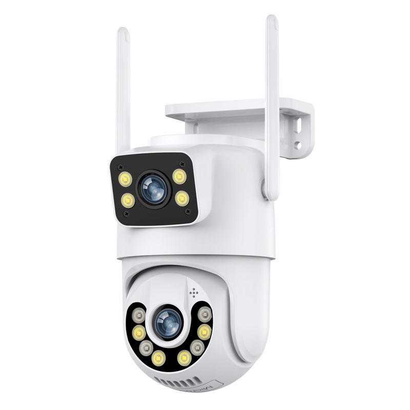 Cameră de supraveghere WiFi pentru exterior, cu pan-tilt, obiectiv dublu, vedere de noapte, 0.001 lux, senzor 1/2.8in, alimentare 12V