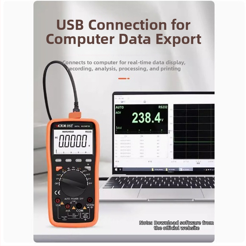 VC86E дигитален мултиметър – 4,5 цифри, измерване на капацитет и честота, автоматичен обхват, USB интерфейс