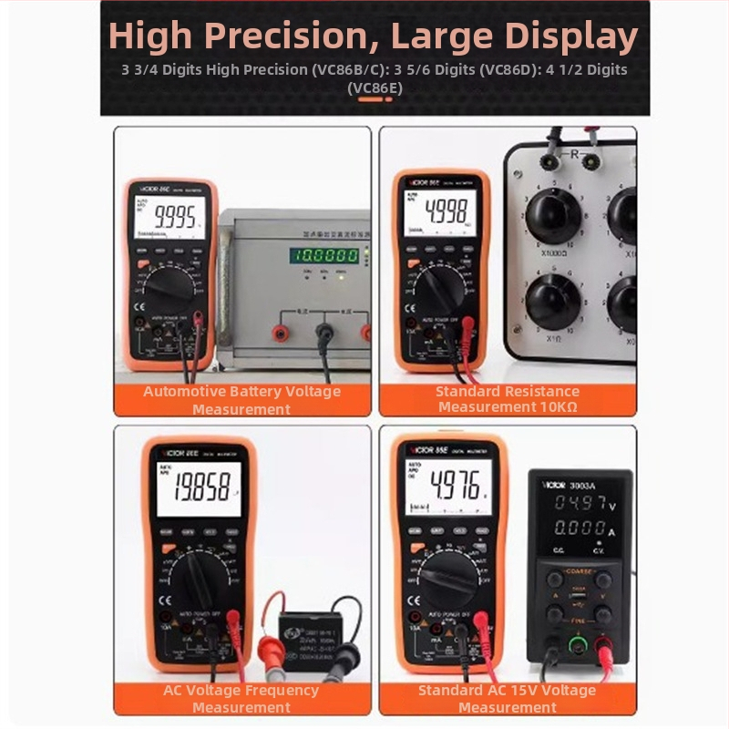 VC86E дигитален мултиметър – 4,5 цифри, измерване на капацитет и честота, автоматичен обхват, USB интерфейс
