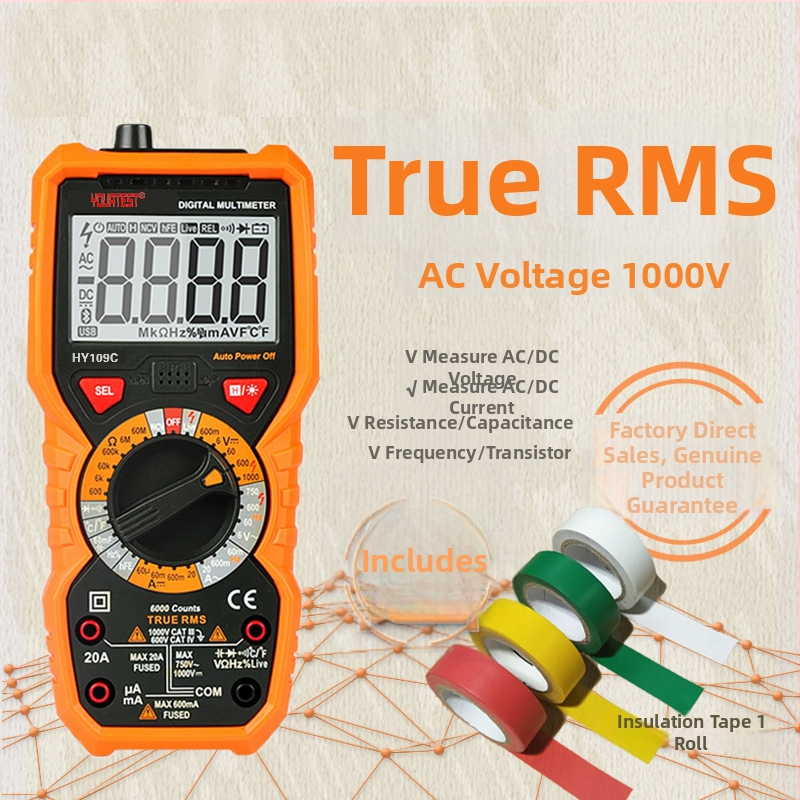 Huayi HY109C Vreckový digitálny multimeter s plným rozsahom, ochrana proti spaľovaniu, meranie teploty, kapacitancie a frekvencie