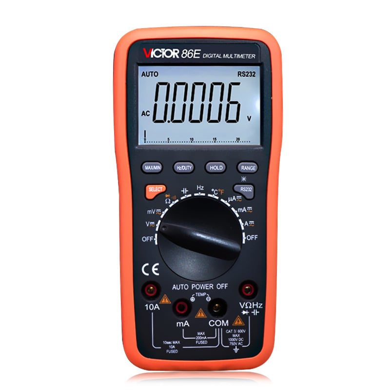 Victory Instruments VC86E 4,5-цифрен цифров мултиметър с измерване на честота, капацитет и температура, USB интерфейс