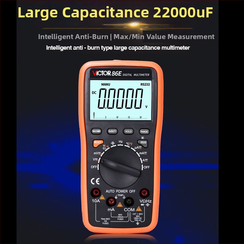 Victory Instruments VC86E 4,5-цифрен цифров мултиметър с измерване на честота, капацитет и температура, USB интерфейс