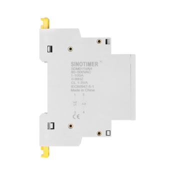 DIN-sínre szerelt digitális AC feszültség-áram- és frekvenciamérő, modell SDM011VAH, mérési tartomány 80–500V, 1–100A, 0–99Hz, digitális kijelző, pontosság ±1%