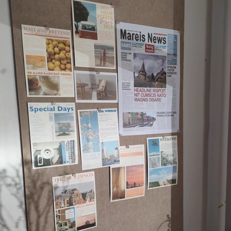 Filc falikép – önmagát ragadó fotóháttér panel Polaroidhoz, hálószobai faldekoráció és üzenőtábla