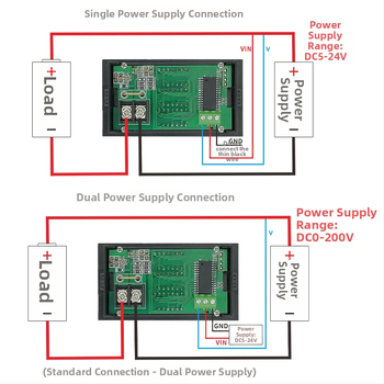 DC teljesítménymérő, 5-jegyű digitális kijelző, 5–24 V tartomány, 10 A, háromkijelzős wattmérő