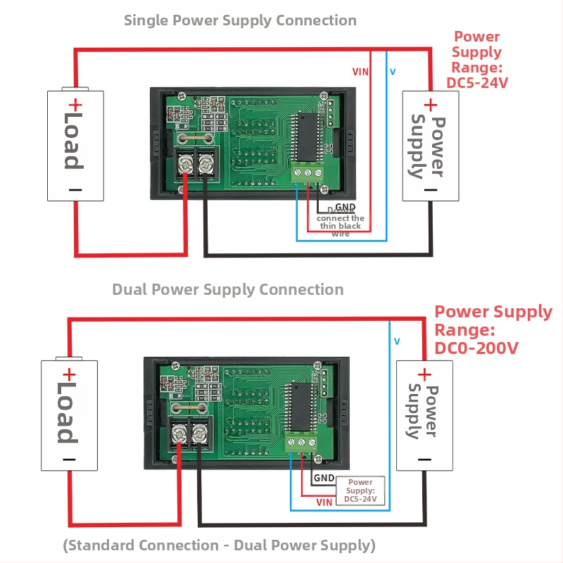 DC teljesítménymérő, 5-jegyű digitális kijelző, 5–24 V tartomány, 10 A, háromkijelzős wattmérő