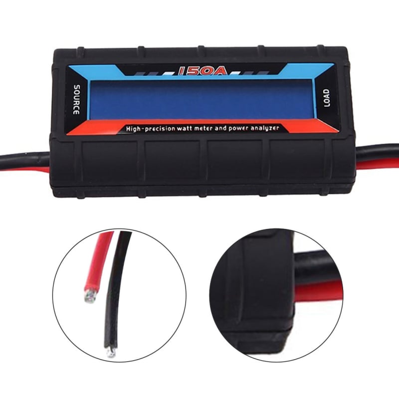 Model repülőgép feszültség- és árammérő, 150A, digitális kijelzővel és akkumulátorszint detektorral