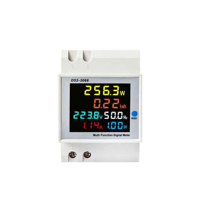 D52-2066 Măsurător digital multifuncțional de energie, monofazat, montat pe șină, măsoară tensiune, curent și factorul de putere, precizie 0,1, 100 A