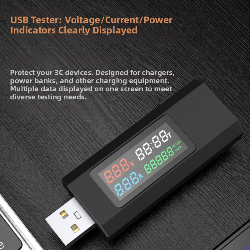 USB merací prístroj na prúd, napätie a výkon pre nabíjačky a powerbanky