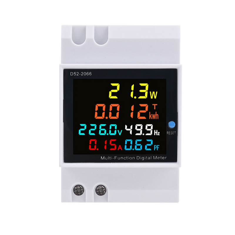 D52-2066 Măsurător digital pentru o singură fază, afișaj digital, măsurare tensiune, curent și putere, montaj pe DIN rail