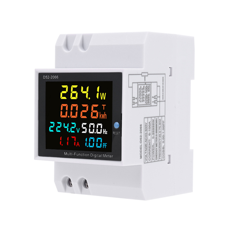 Măsurător digital monofazat pe șină DIN, pentru tensiune, curent și putere