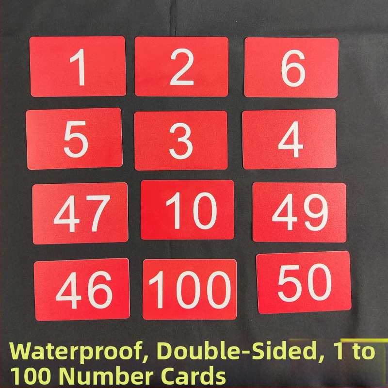 Frontová karta a čísla, nepremokavý plast, rozsah 1-100