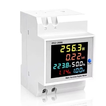 Global Weft D52-2066 Măsurător digital multifuncțional, monofazat, montaj pe DIN-rail, măsoară tensiunea, curentul și puterea