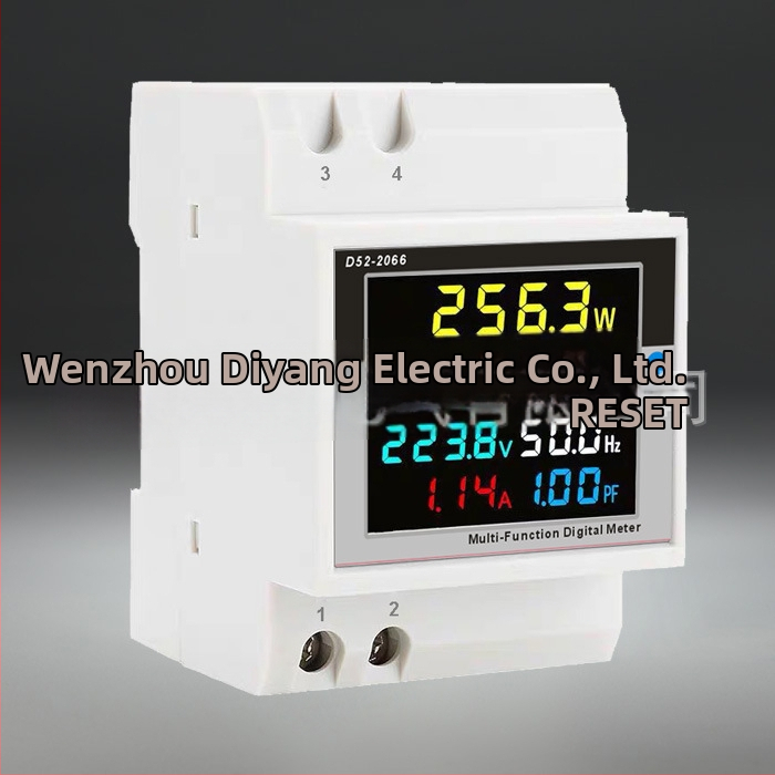 DIN lišta digitálny viacfunkčný merací prístroj pre jednofázovú domácnosť – napätie, prúd a výkon – D52-2066