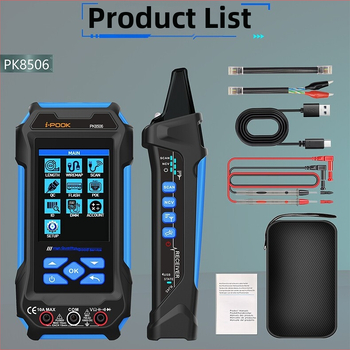 i-pook Viacúčelový tester sieťových káblov PK8506/PK8508/PK8509 – Meranie dĺžky káblu, Optický výkon, POE test, 5V napájanie