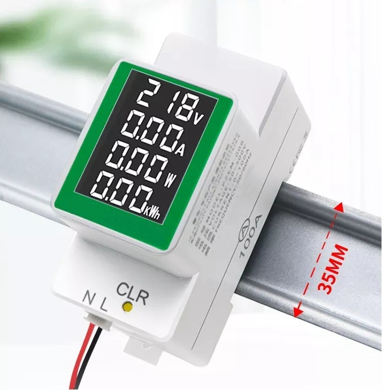SPVA-100A digitalni volt-ammeter na DIN rail-u, raspon napona 50–300 V, struja do 100 A, radna temperatura 0–50°C