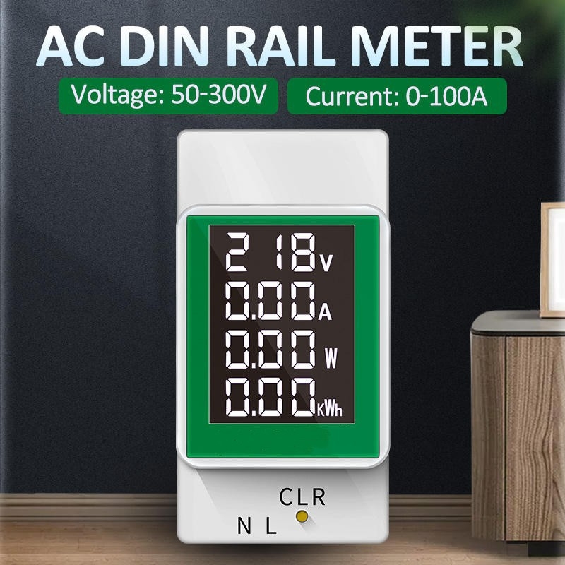 SPVA-100A digitalni volt-ammeter na DIN rail-u, raspon napona 50–300 V, struja do 100 A, radna temperatura 0–50°C
