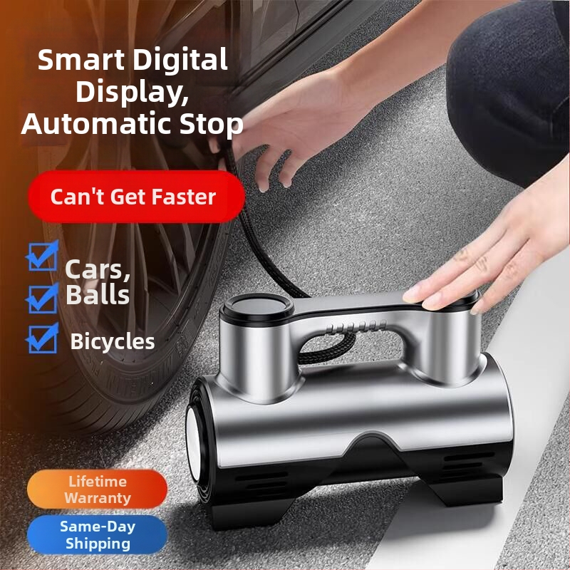 Automobilová pumpa na pneumatiky pre auto s tlakovým manometrom a digitálnym displejom, výkonná, s káblovým napájaním