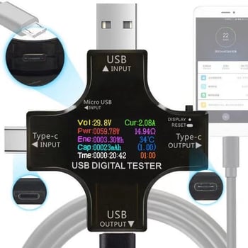 USB-C PD tester i mjerač napona i struje USB (UC96B) s Bluetoothom, raspon 4.5V-5A