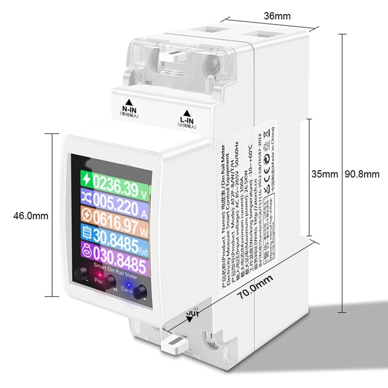 Kućni jednofazni inteligentni mjerač, s digitalnim zaslonom, 220V AC, monitoring napona, snage i energije