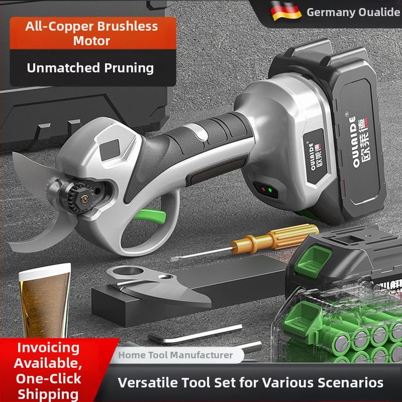 Безчеткови безжични електрически ножици за подрязване на клони и плодни дървета, презареждаема литиева батерия, 21V, диапазон 16,8–21V