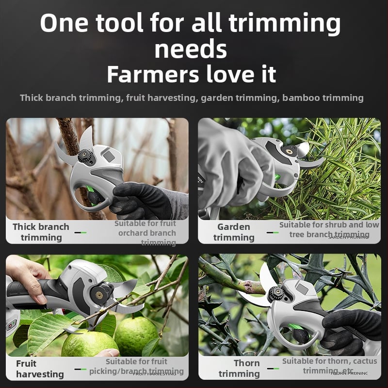 Безчеткови безжични електрически ножици за подрязване на клони и плодни дървета, презареждаема литиева батерия, 21V, диапазон 16,8–21V