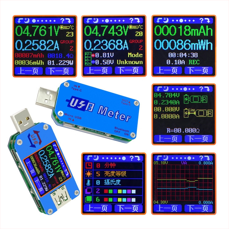 USB tester UM25C na meranie napätia, prúdu, kapacity a výkonu s Bluetooth a mobilnou aplikáciou, detekcia 5A rýchleho nabíjania