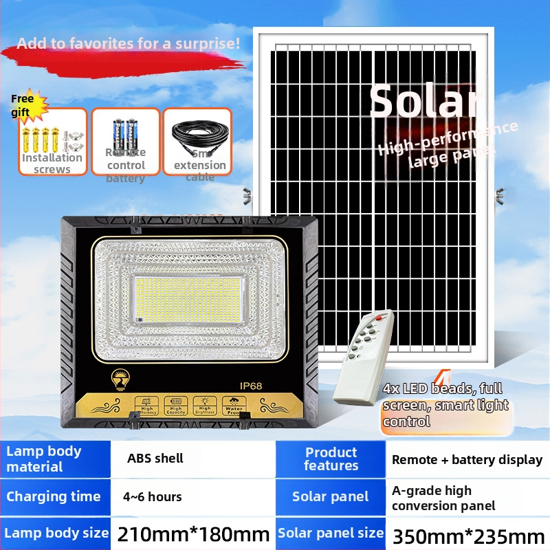2026 Solarni vanjski LED reflektor sa senzorom, IP65 vodootporan za vrt i dvorište