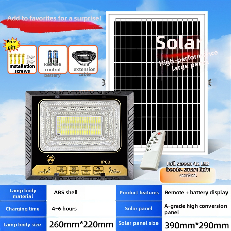 2026 Solarni vanjski LED reflektor sa senzorom, IP65 vodootporan za vrt i dvorište