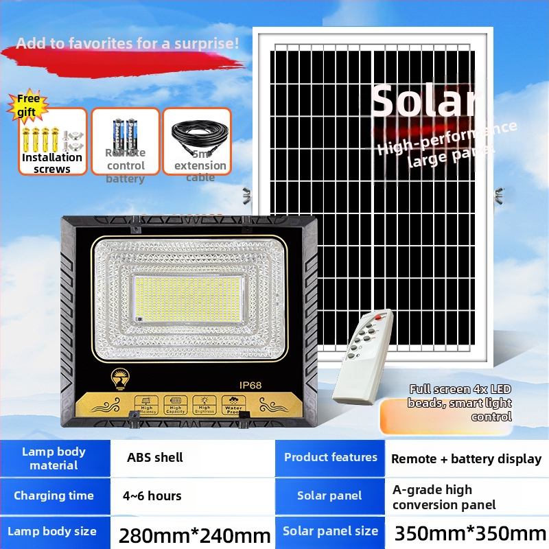 2026 Solarni vanjski LED reflektor sa senzorom, IP65 vodootporan za vrt i dvorište