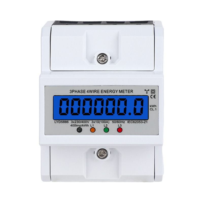 Măsurător electric tri-fazic cu patru conductoare, montaj pe șină DIN, 380V, compact, Liu Yi