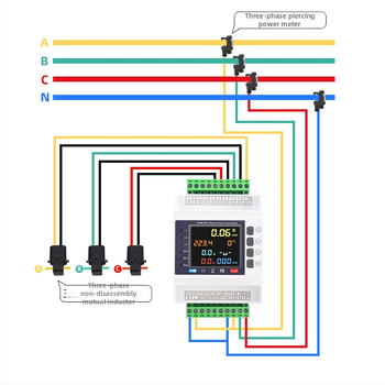 Trojfázový štvorvodičový sekundárny elektromer, inteligentné Wi‑Fi, merač s vzájomnou indukciou, ochrana proti preťaženiu, nadmernému prúdu a prepätiu