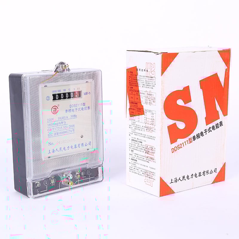 Цифров електромер за дома, модел за единична фаза и двуфазна конфигурация, марка Shanghai People's Electric Power Appliances, референтно напрежение 40, опаковка 30 броя, минимално количество за поръчка 1