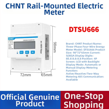 CHINT DTSU666 DIN-rail trojfázový štvorvodičový merací prístroj, RS-485 komunikácia, referenčné napätie 80V