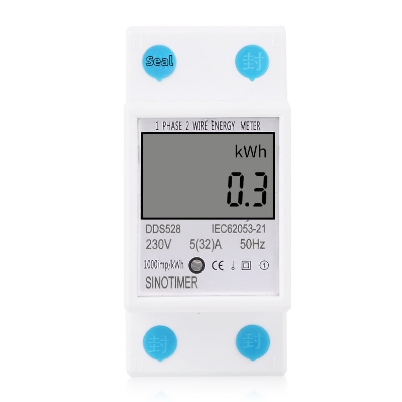 Jednofázový elektromer DDS528, SINOTIMER, 5-32 A, 230 V, 50 Hz, presnosť 1