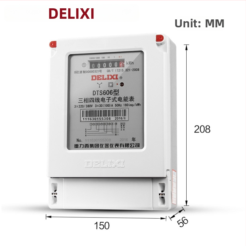 Delixi DTS606 CT vybavený elektromer, digitálny displej, 20A, 40A, 60A, 80A, 100A, inteligentný