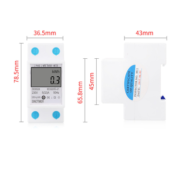 DDS528 jednofazni digitalni mjerač električne energije na DIN šini, 5–32 A, 230 V, 50 Hz, Preciznost Klasa 1