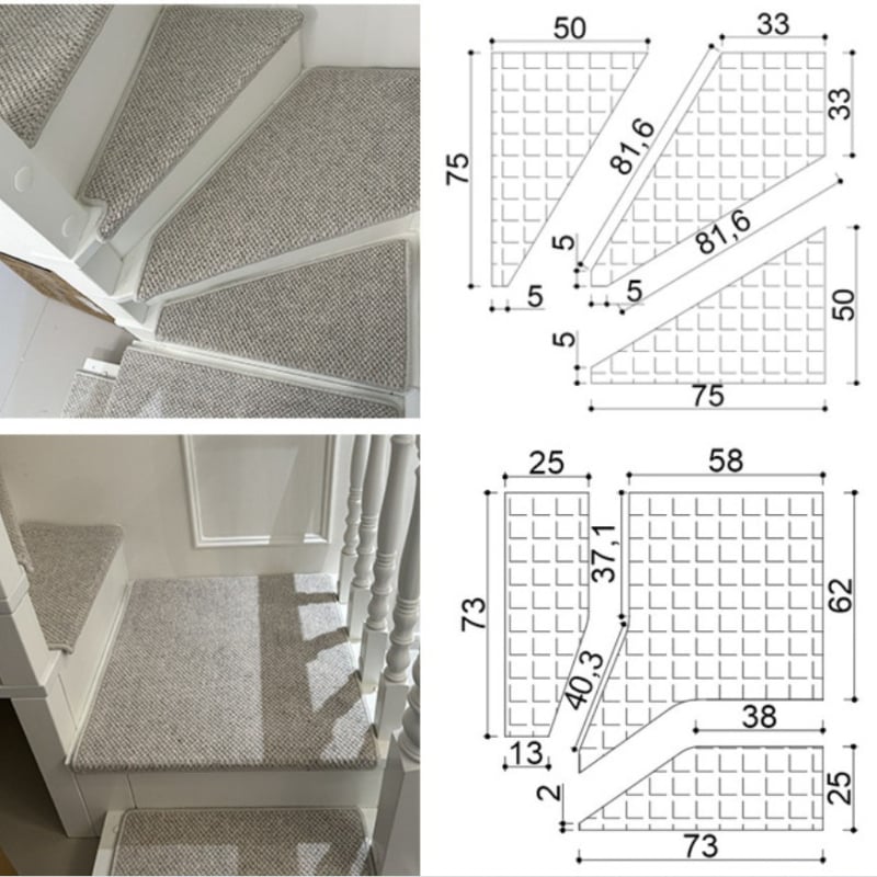 Tepih za stepenice — vuneni materijal, ne-tkani način izrade, pravokutni oblik, za dnevni boravak, minimalistički stil