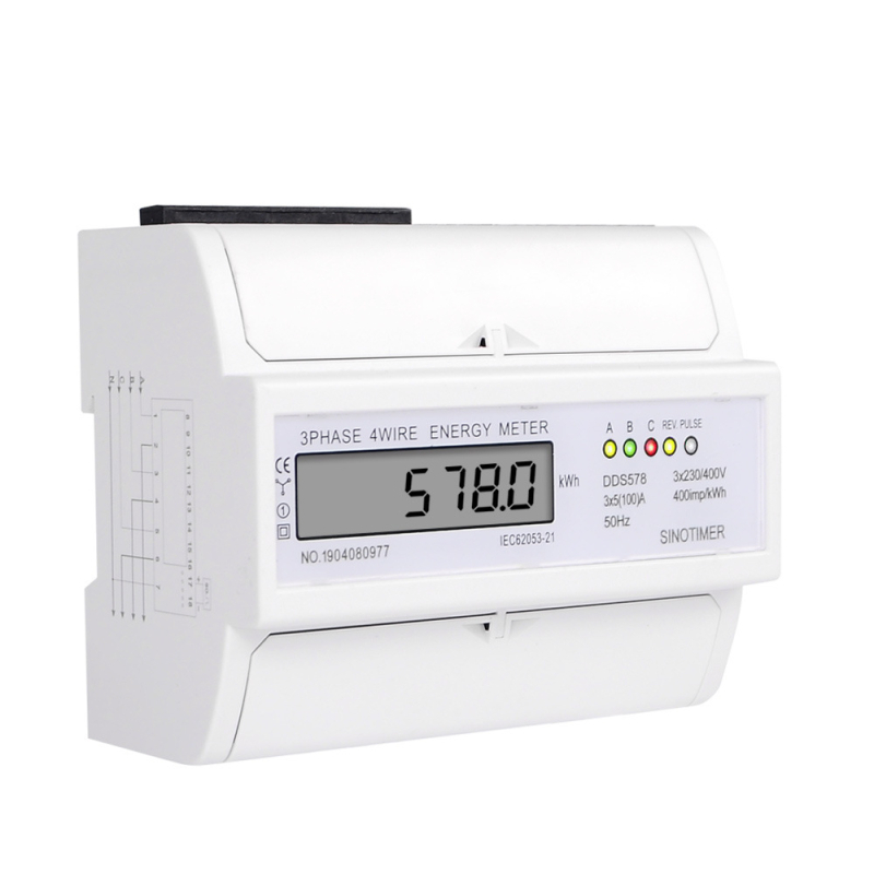 DDS578 Trofazni LCD elektromerni mjerač za DIN šinu, 380V, 5(100)A