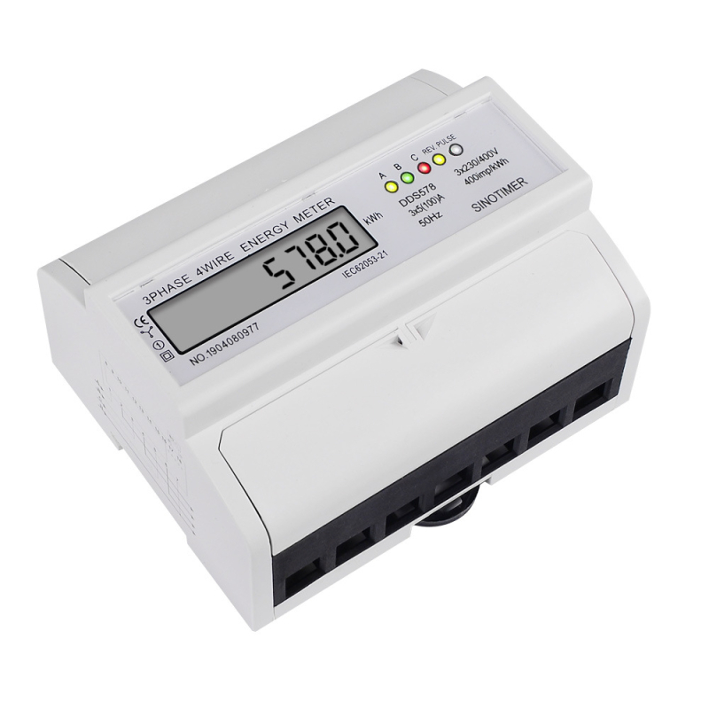 DDS578 Trofazni LCD elektromerni mjerač za DIN šinu, 380V, 5(100)A