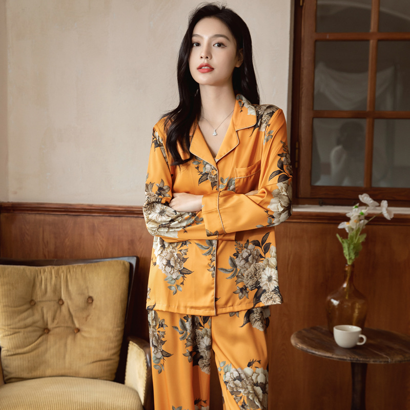 Ženski set pidžama od Ice Silk, dugi rukavi, tanka tkanina 101–120 g/m², 95% poliester