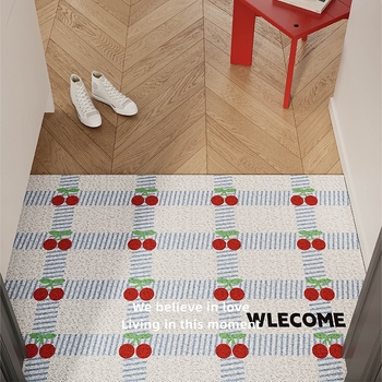 Geometrijska kockasta prostirka za ulaz, korejski stil, s rubom od svilenih petlji, protuklizna, može se izrezati na veličinu